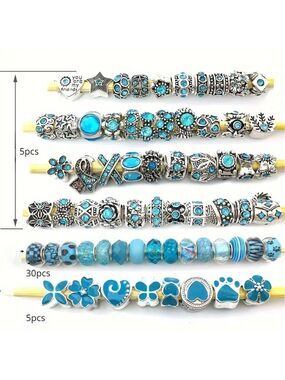Random Mix of Silver and Blue Charms